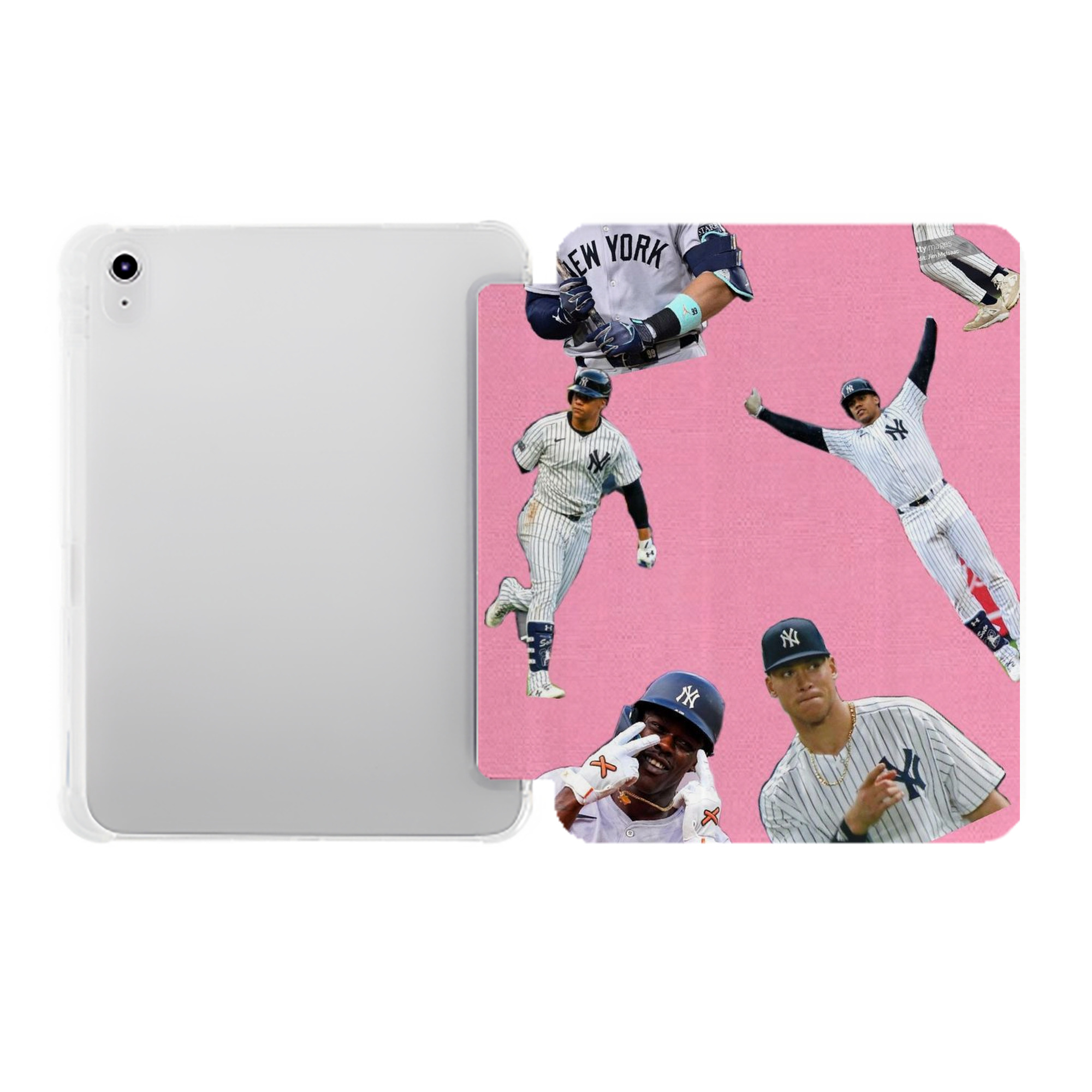 New York Yankees 323 Premium Tri-Fold PU Leather & Silicone IPad Case With Pencil Slot – Fits 9.5,10.5,10.9 – Adjustable Stand, Slim, Protective